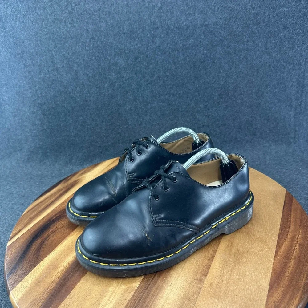 Vintage Doc Dr Martens 1461 59 Three Hole Black Made In England US M5 W6
